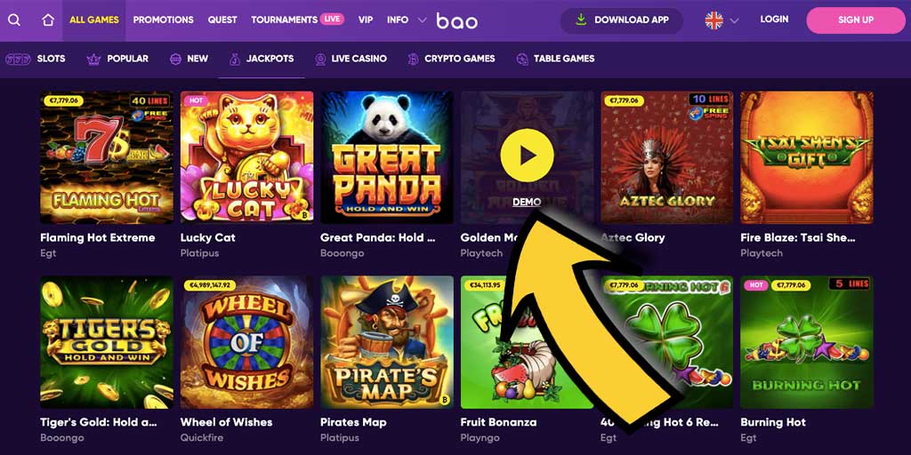 Bao Casino - 바오의 가장 큰 장점은 대부분의 게임을 데모 모드로 플레이할 수 있다는 것입니다.