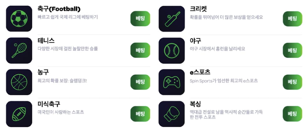 Spin Sports 스포츠북에서 어떤 것에 베팅 할 수 있습니까?